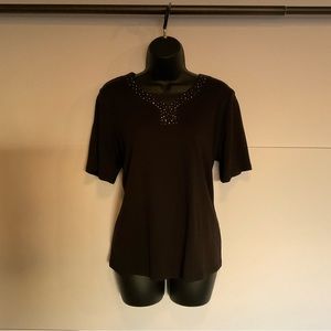 Allison Daley black T-shirt with rhinestones. Medium.